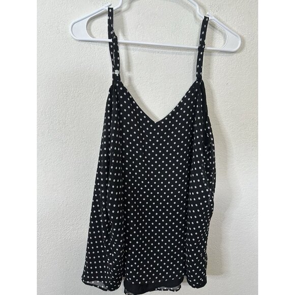 Torrid Sophie Black Polka Dot Sleeveless Chiffon Tank Shirt Size Large (0) - Picture 4 of 7